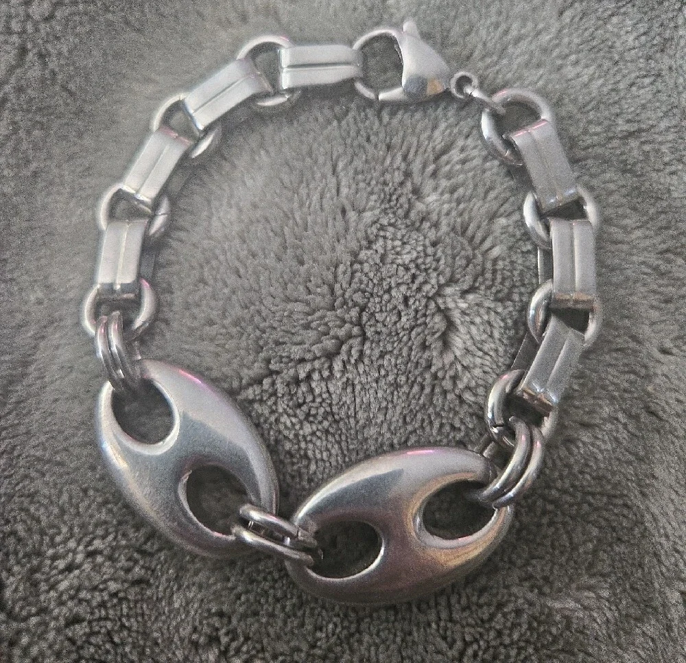 Men's Chunky Hermes Style Silver Tone Large Link Bracelet - Polished Metal